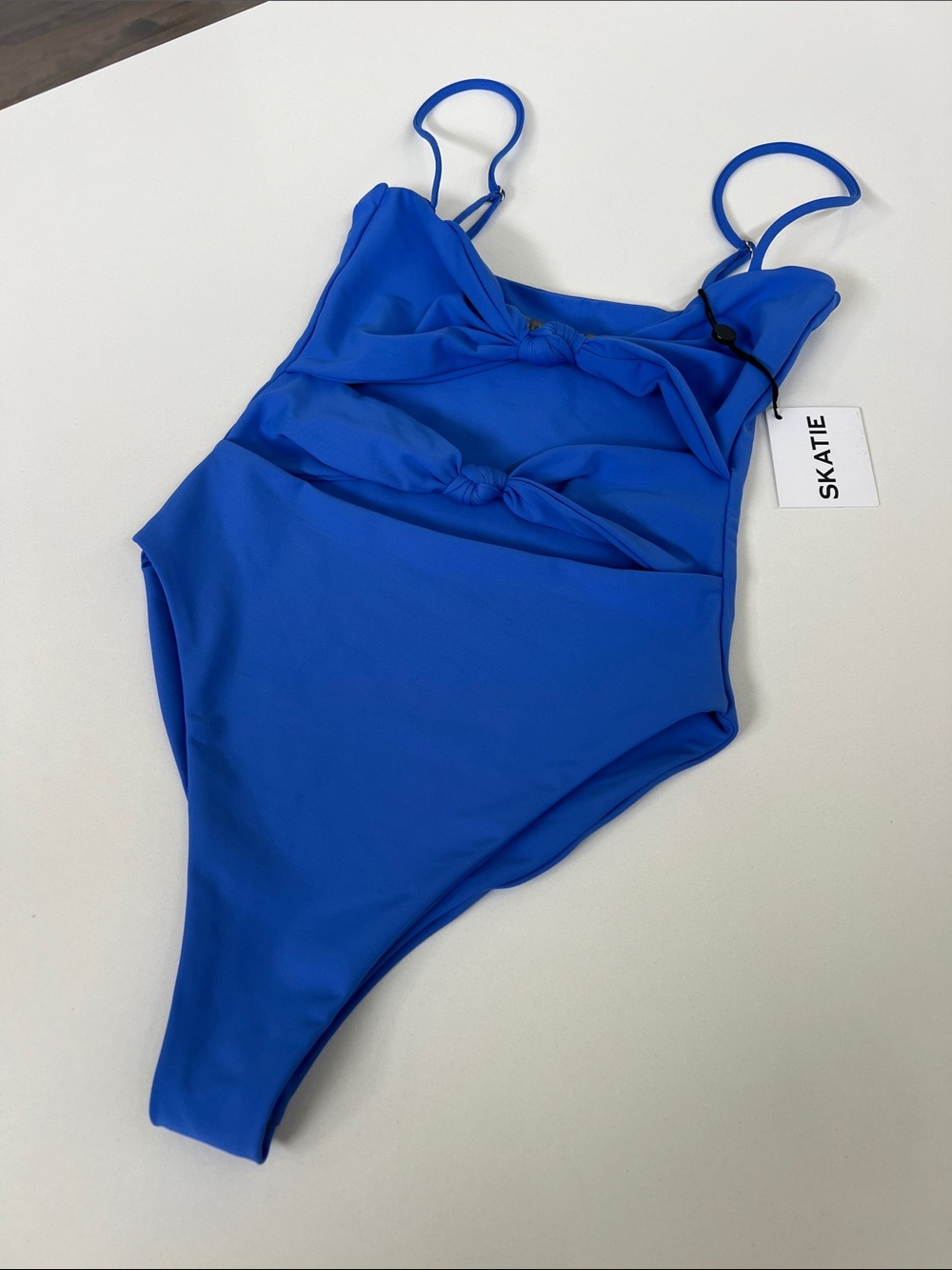 SKATIE lisa vibrant blue one piece cutout knots swimsuit adjustable straps small